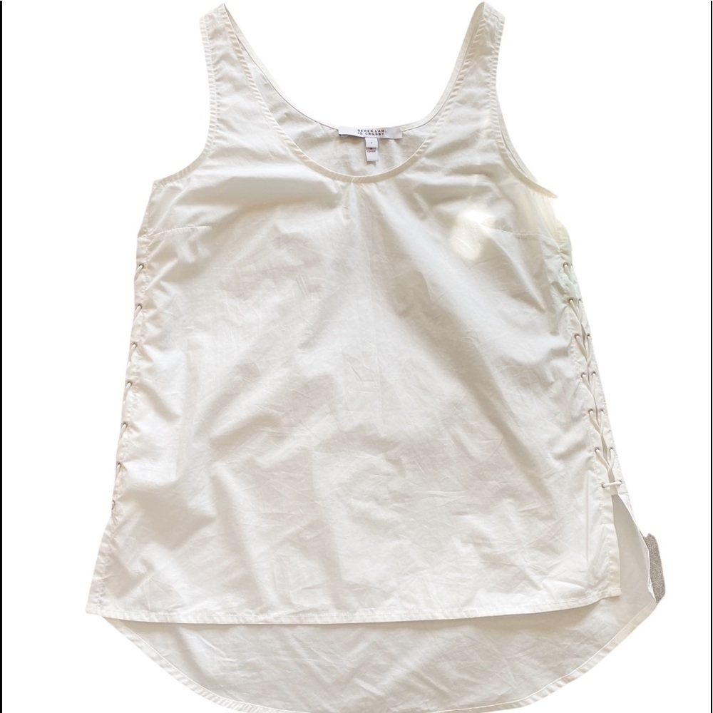 Derek Lam 10 Crosby side lace-up white tank top SZ 2